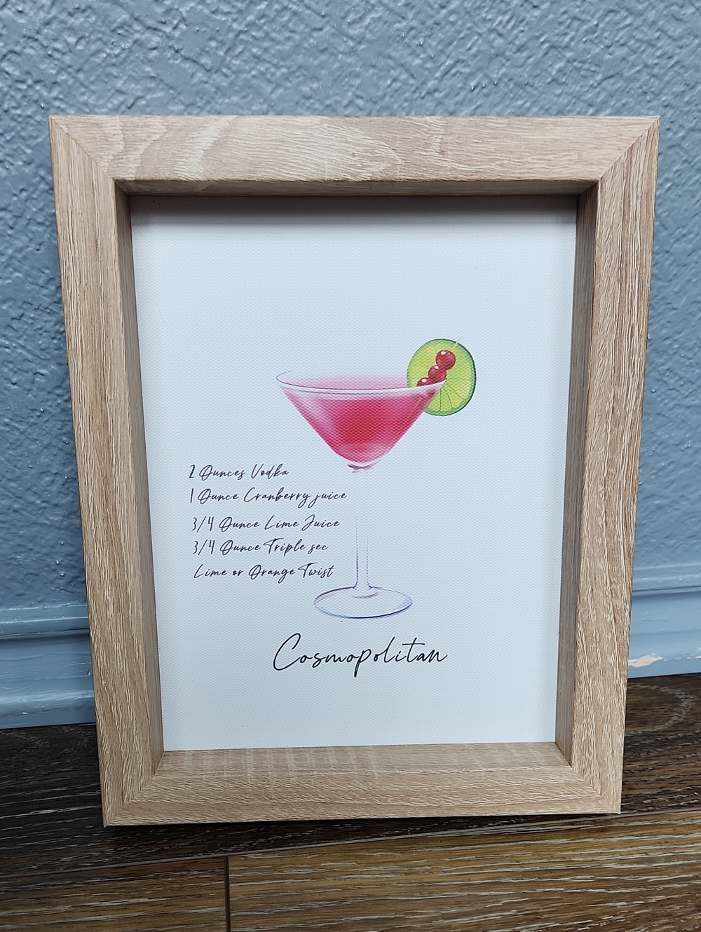 NWT Cosmopolitan Wood Frame Canvas Decor Art Pink Lime Green White